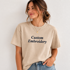 Customized Embroidered T-Shirt for Men & Women, Premium Cotton Tee, Personalized Name, Date, Logo, Unique Gift for Birthday, Couple & Friends, Regular Fit, Front & Back Embroidery