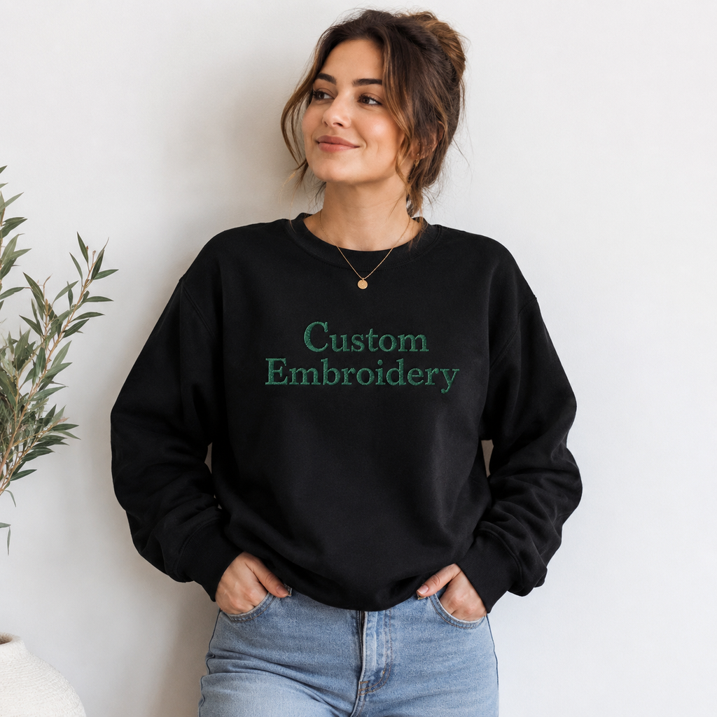 Customized Embroidered Text, Name Unisex Sweatshirts, Add Your Own Custom Text, Personalized Embroidery Gift, Front & Back Embroidery, Different Placements, Regular Fit, Design Your Pullover,