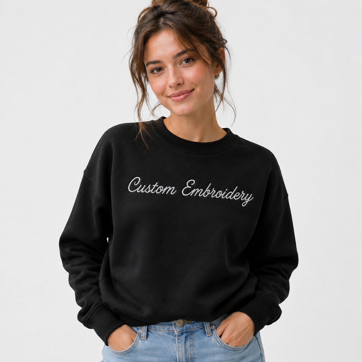 Personalized Custom Embroidered Unisex Sweatshirt  Premium Custom Name Crewneck Sweatshirt, Custom Gift for Men & Women, Premium Embroidery Stitching