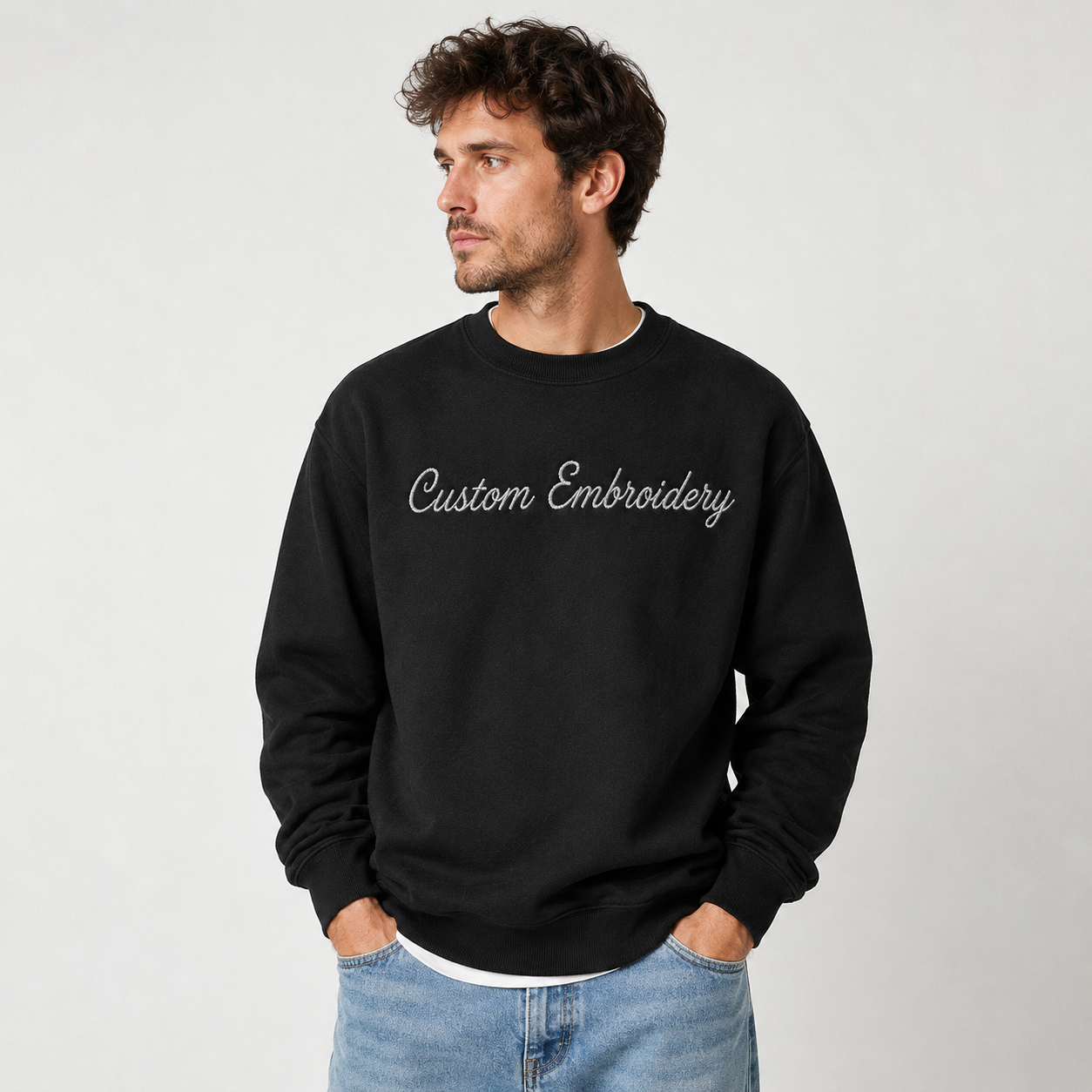 Personalized Custom Embroidered Unisex Sweatshirt  Premium Custom Name Crewneck Sweatshirt, Custom Gift for Men & Women, Premium Embroidery Stitching