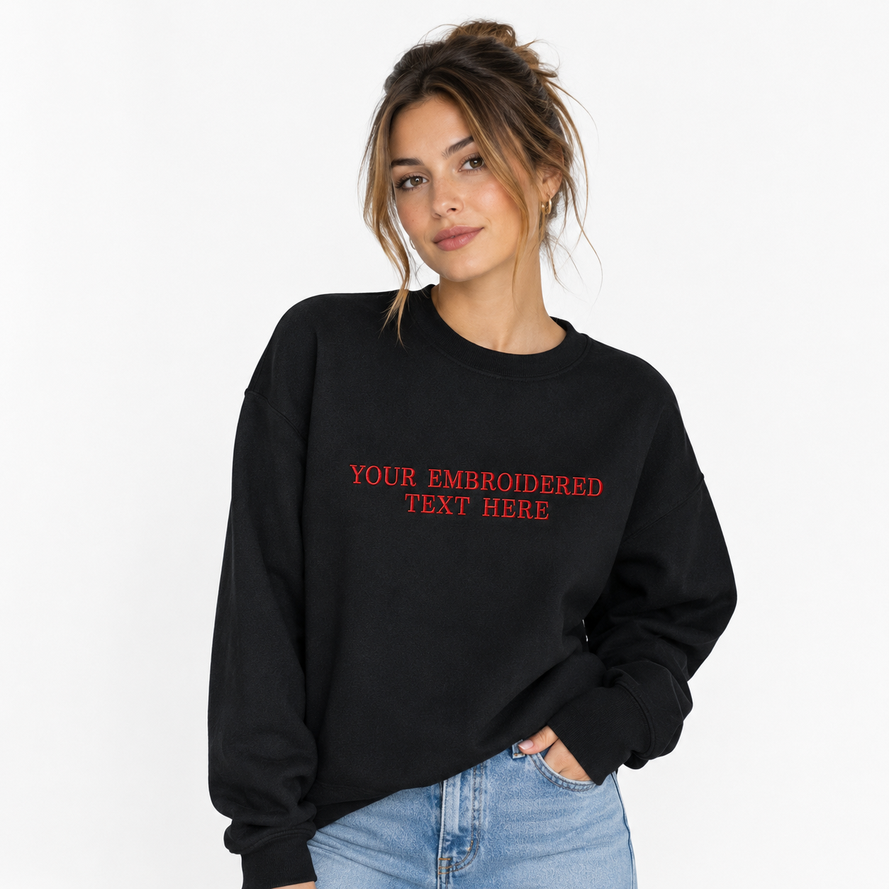 Custom Embroidered Sweatshirt, Personalized Text Crewneck Sweatshirt, Minimal Thread Embroidery Gift, Design Your Pullover, Make Your Own sweatshirts, Gift Apparel