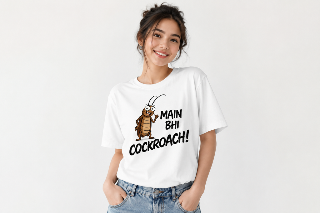 Viral Main Bhi Cockroach Unisex T-Shirt , Funny Cockroach Janta Party Meme Regular Unisex Gen Z Graphic Tee, Gen Z Fashion, Premium Cotton, Streetwear Tee