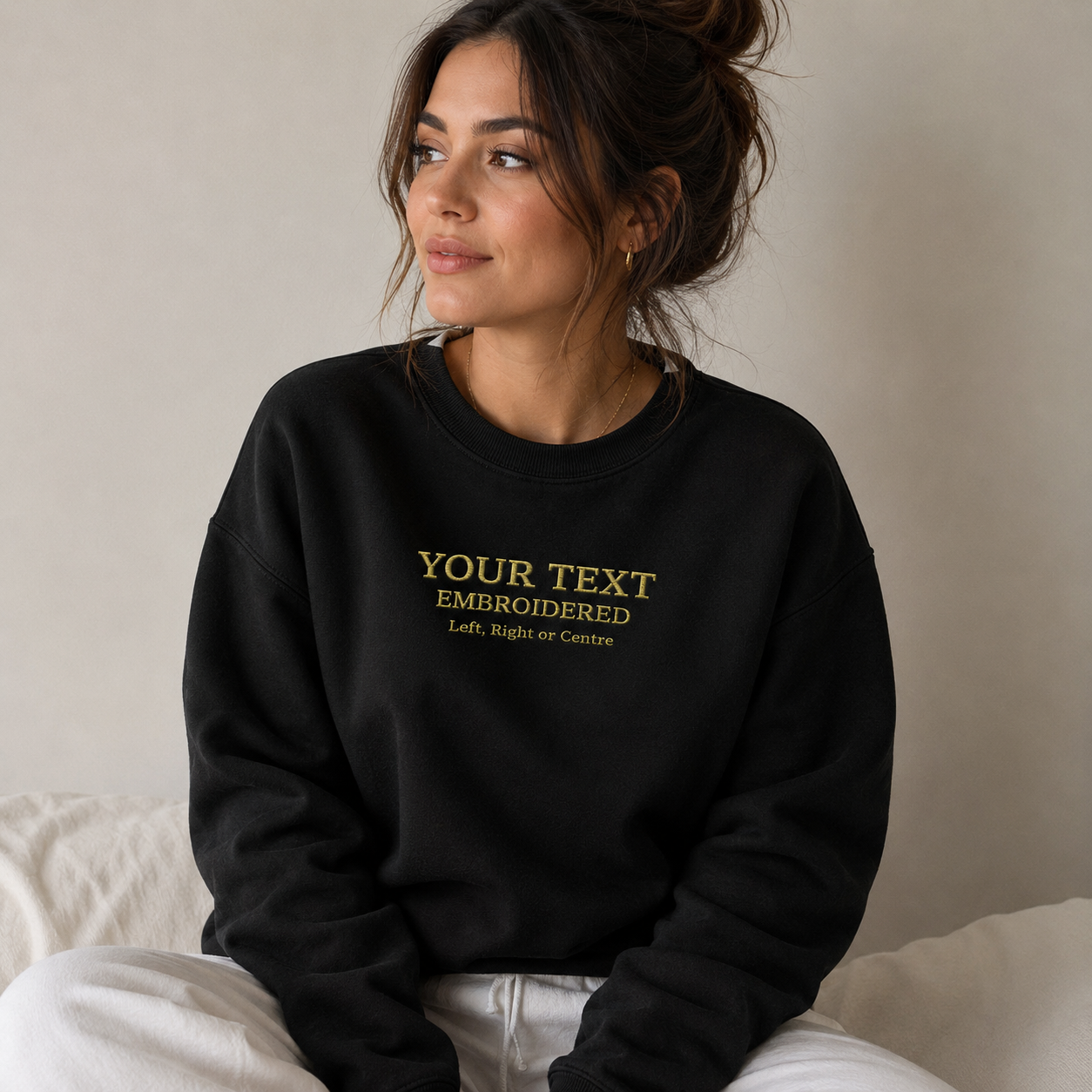 Custom Embroidered Sweatshirt,  Personalized Text Crewneck Sweatshirt ,  Minimalist Embroidery Pullover, Custom Name Gift Sweatshirt,