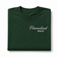 Personalized Embroidered Text T-Shirts Unisex, Minimal Chest Embroidery, Different Placement for Text, Pure Cotton Regular Fit, Front & Back Embroidey Design, Ideal For Gift Apparel
