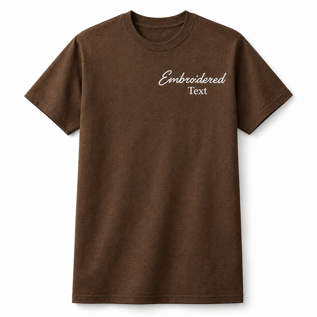 Custom Embroidery T-Shirts for Men & Women, Personalized Name Embroidered Tee, Pure Cotton, Different Placement for Text, Minimal Chest Embroidery, Short Sleeves Crewneck Tee, Embroidered Random Texts & Quotes