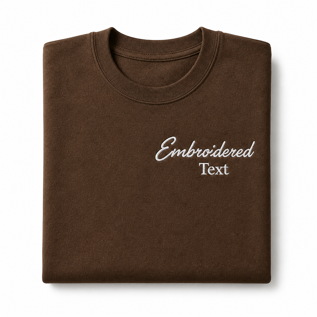 Custom Embroidery T-Shirts for Men & Women, Personalized Name Embroidered Tee, Pure Cotton, Different Placement for Text, Minimal Chest Embroidery, Short Sleeves Crewneck Tee, Embroidered Random Texts & Quotes