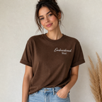 Custom Embroidery T-Shirts for Men & Women, Personalized Name Embroidered Tee, Pure Cotton, Different Placement for Text, Minimal Chest Embroidery, Short Sleeves Crewneck Tee, Embroidered Random Texts & Quotes