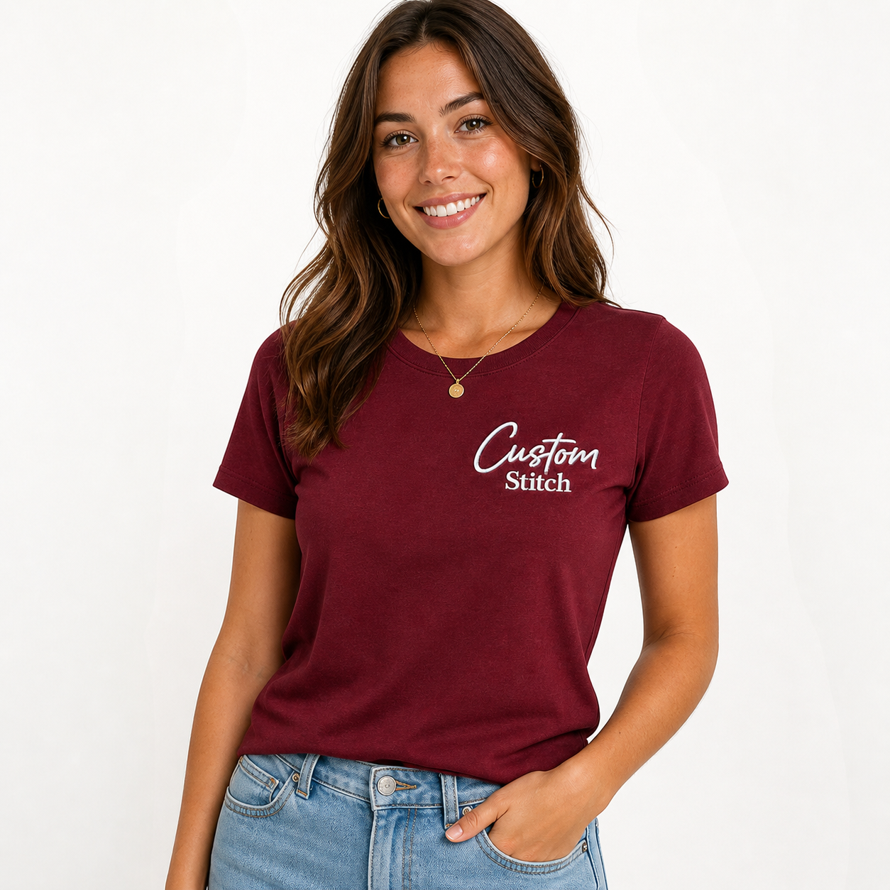 Personalized Embroidery Unisex T-Shirts, Design Your Custom Tee, Premium Embroidery Stitching, 100% Pure Cotton Regular Fit, Choose the Random Texts or Phrases, Different Placements for Text