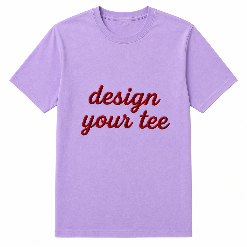 Design Your Name on T-Shirt in Full Embroidery Stitch, Custom Embroidered Unisex T-Shirts, Different Placement for Text, Front & Back Embroidered, Chest Embroidery Design, Regular Fit, Pure Cotton