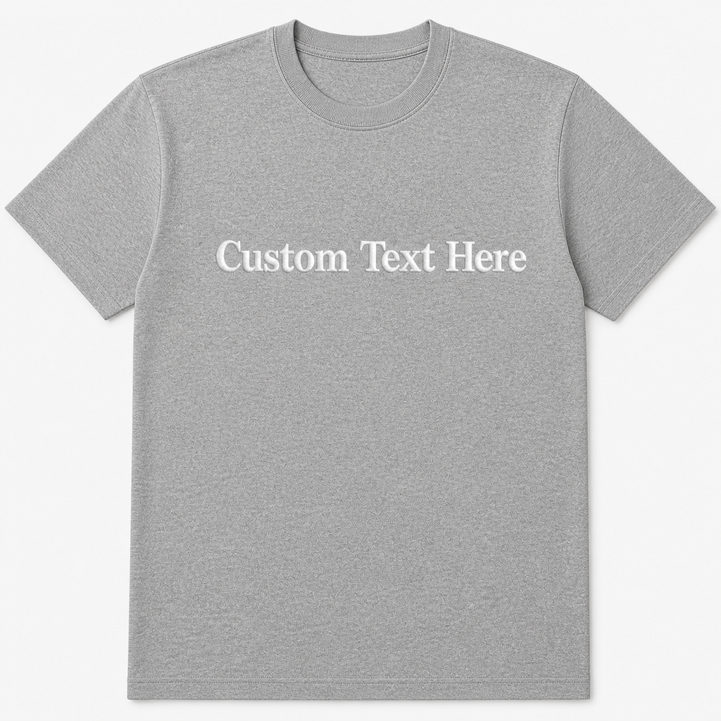 Personalized Embroidered Unisex T-Shirt, Add Your Custom Text Name, Pure Cotton, Design Your Random Text in Full Embroidery, Short Sleeve Crewneck T-Shirts, Regular Fit Apparel, Gift for Him/Her
