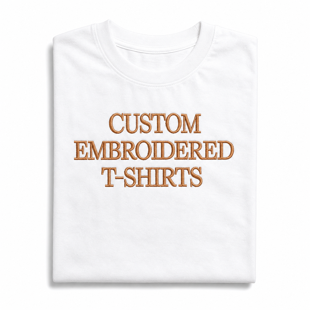 Customized Embroidered Unisex T-Shirt, Custom Name Text Embroidery Tee, Premium Cotton Custom T- Shirt, Birthday, Couple, Design Your Random Text in Full Embroidery, Multiple Color options
