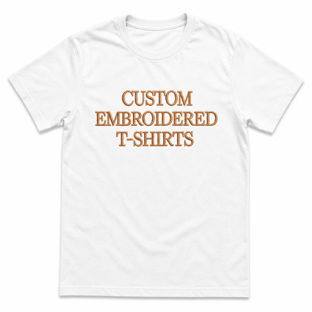 Customized Embroidered Unisex T-Shirt, Custom Name Text Embroidery Tee, Premium Cotton Custom T- Shirt, Birthday, Couple, Design Your Random Text in Full Embroidery, Multiple Color options
