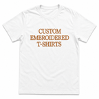 Customized Embroidered Unisex T-Shirt, Custom Name Text Embroidery Tee, Premium Cotton Custom T- Shirt, Birthday, Couple, Design Your Random Text in Full Embroidery, Multiple Color options