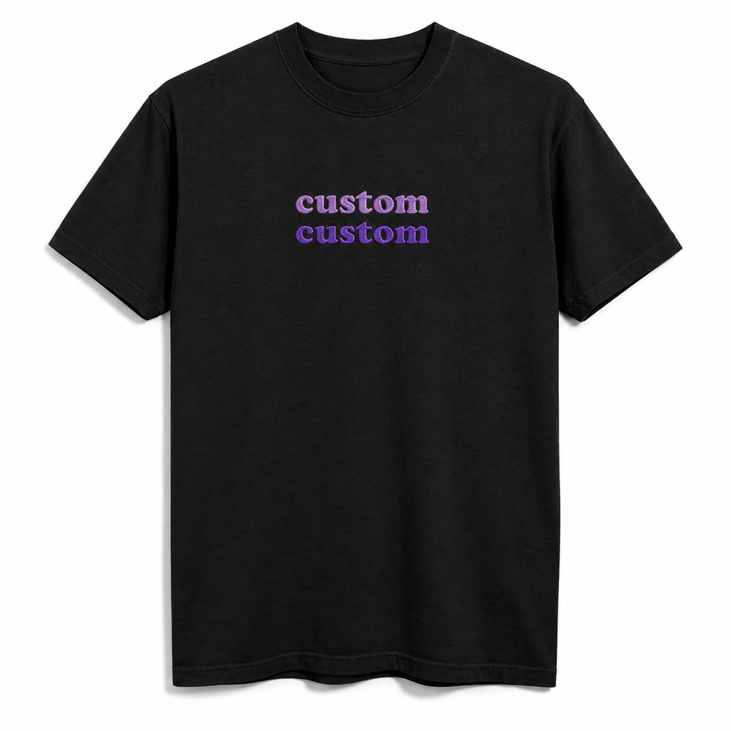 Design Your Custom Embroidery T-Shirts with the Name, Different Placements of the Text, Front & Back Embroidery Options, Color Options, 100% Pure Cotton Regular Fit, Unisex Apparel Gift