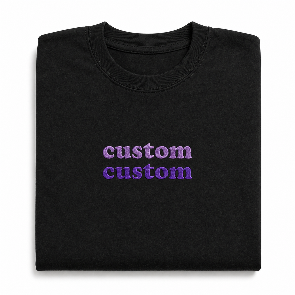 Design Your Custom Embroidery T-Shirts with the Name, Different Placements of the Text, Front & Back Embroidery Options, Color Options, 100% Pure Cotton Regular Fit, Unisex Apparel Gift
