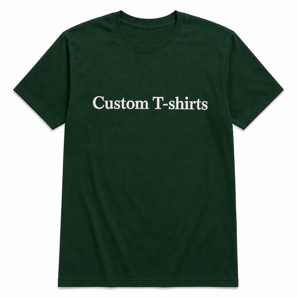 Custom Embroidered Unisex T-Shirt, Personalized Tee, Add Your Custom Text Name, Pure Cotton, Embroidery Apparel for Men & Women, Text or Logo in Front or Back, Short Sleeve Crewneck T-Shirts