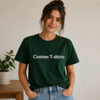 Custom Embroidered Unisex T-Shirt, Personalized Tee, Add Your Custom Text Name, Pure Cotton, Embroidery Apparel for Men & Women, Text or Logo in Front or Back, Short Sleeve Crewneck T-Shirts