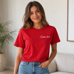Customized Embroidery T-Shirts for Men & Women, Choose Phrase, Font and Embroidery Thread Color, Random Quotes or Text, Different T-Shirts Colors, Round Neck Half Sleeves Tee, Pure Cotton Regular Fit