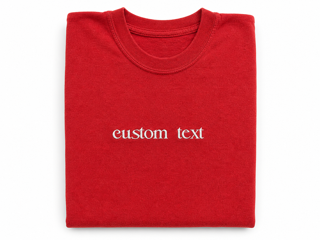 Personalized Embroidery T-Shirt for Men & Women, Custom Name/Text Cotton Unisex Tee, Unique Gift, Premium Cotton, Gift for Him/Her, Minimalist Customized Text, Short Sleeve Crewneck T-shirts, Make Your own T-shirts