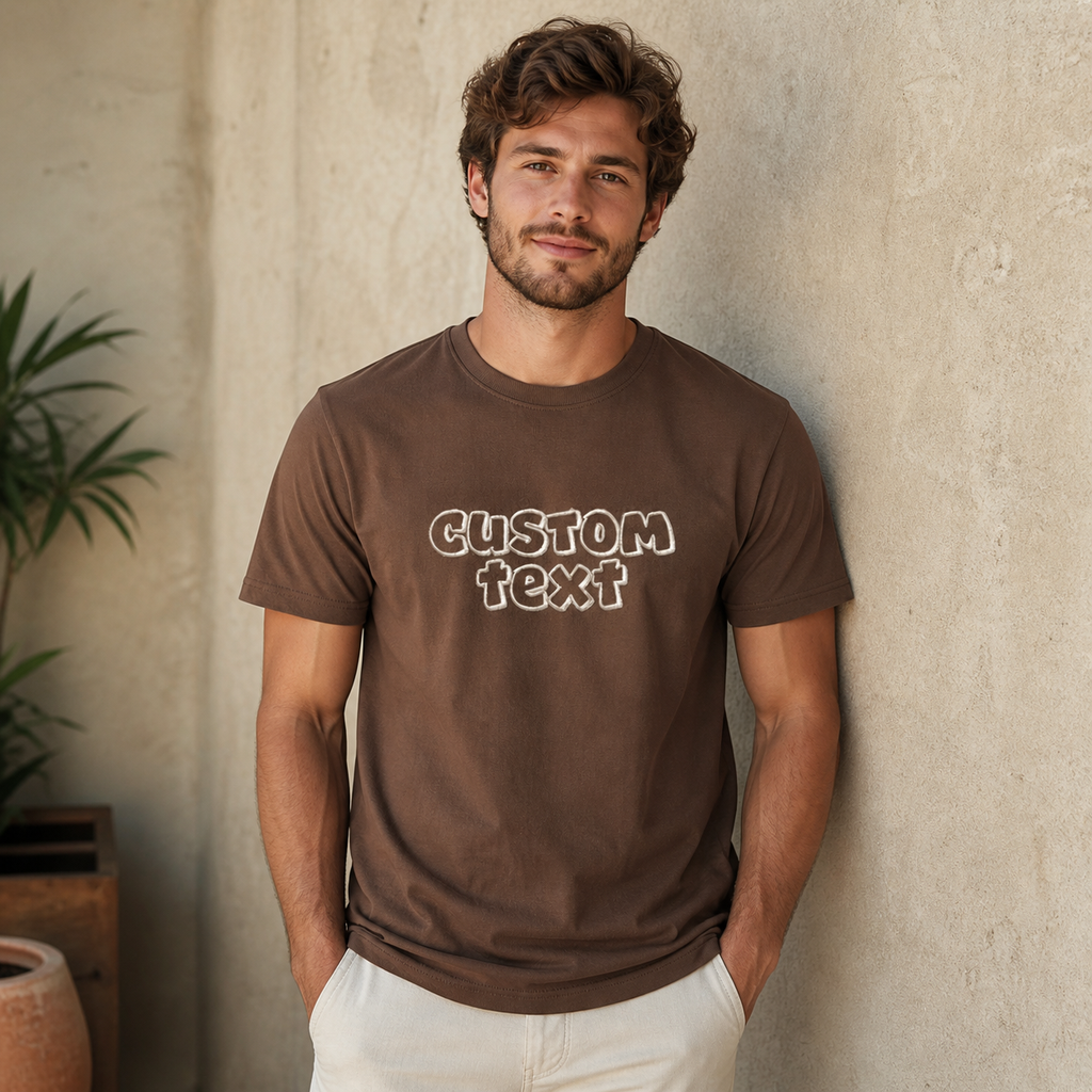 Custom Embroidered T-Shirt for Men & Women, Plain Cotton Tee with Text Embroidery Soft Casual Crew Neck Embroidered T-Shirt