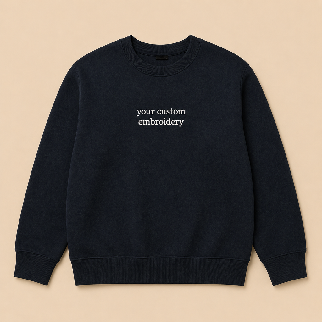 Custom Embroidered Sweatshirt, Personalized Minimal Text Crewneck, Design Your Pullover, Add your Custom Text, Regular Fit