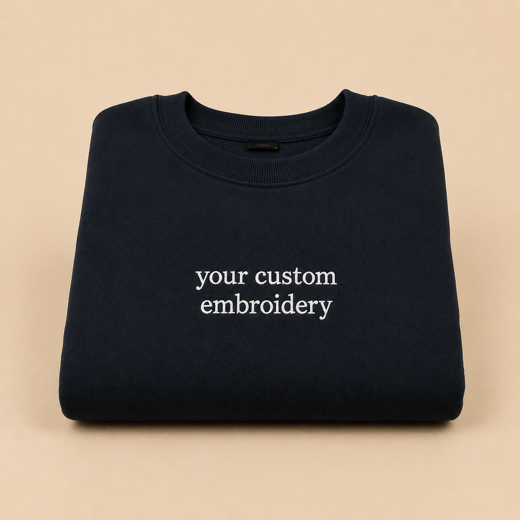 Custom Embroidered Sweatshirt, Personalized Minimal Text Crewneck, Design Your Pullover, Add your Custom Text, Regular Fit
