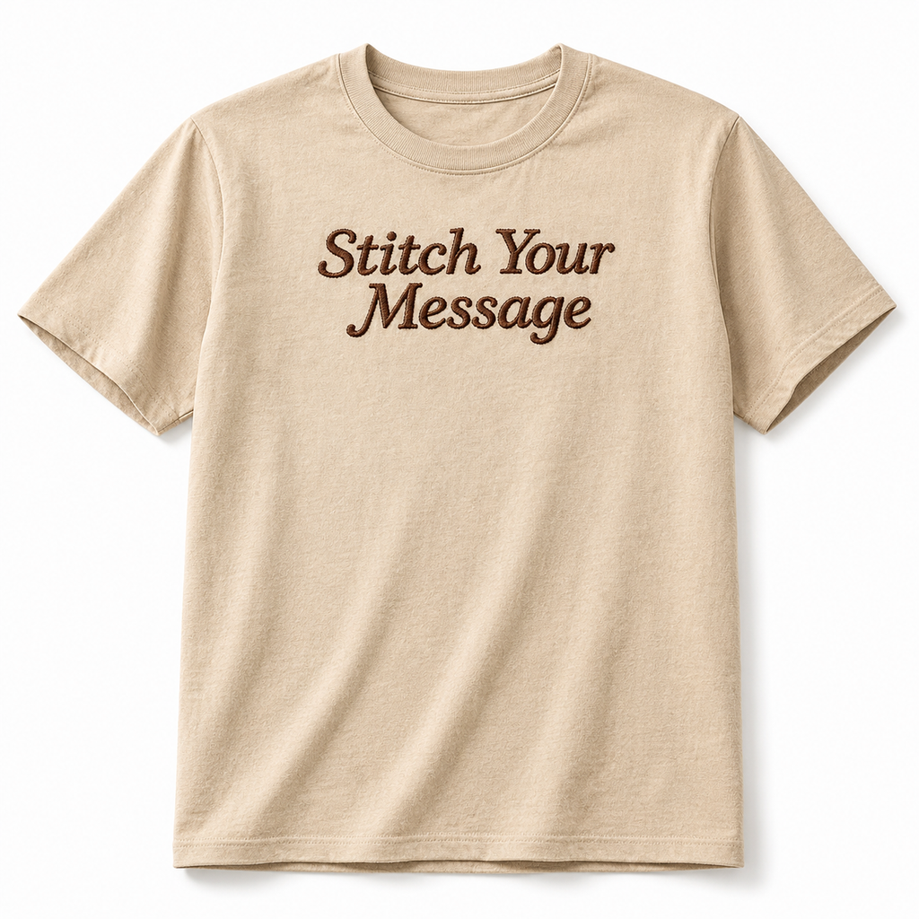 Design Your Unisex Embroidery T-Shirts with the Text, Premium Cotton Custom Text Tee, Regular Fit Apparel, 100% Cotton, Gift for Couples, Friends & Family, Embroidered Company Name