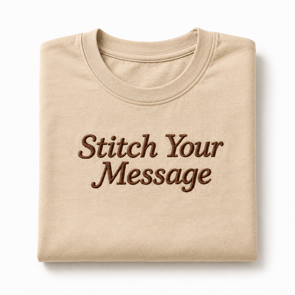 Design Your Unisex Embroidery T-Shirts with the Text, Premium Cotton Custom Text Tee, Regular Fit Apparel, 100% Cotton, Gift for Couples, Friends & Family, Embroidered Company Name