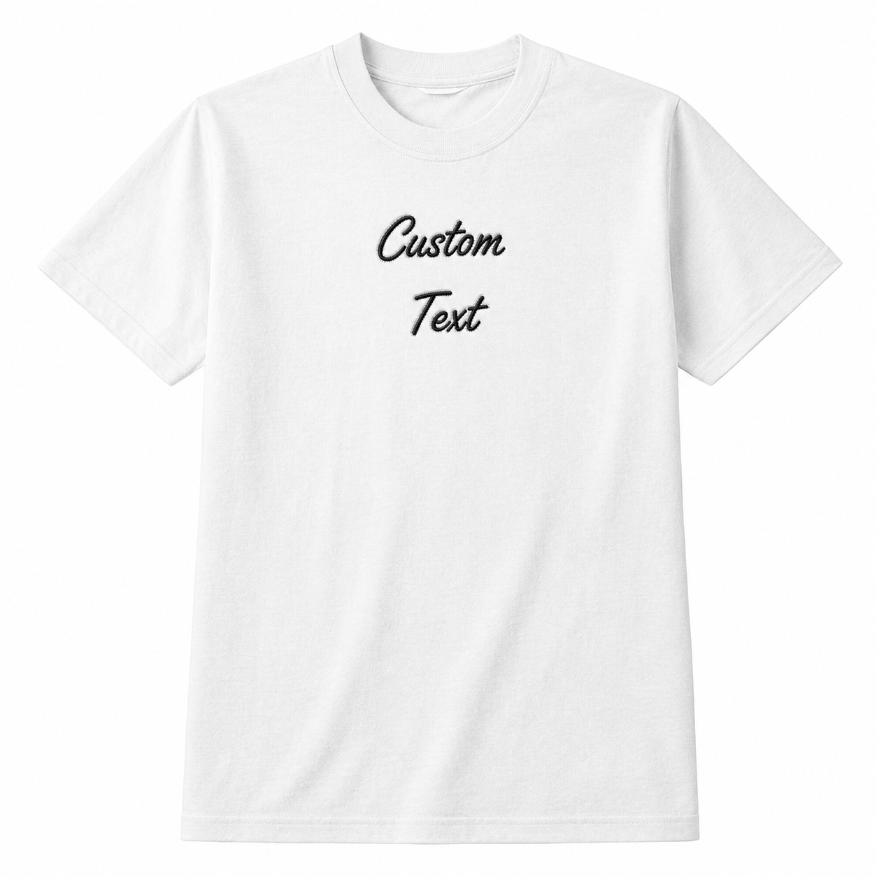 Customized Crewneck T-Shirt with Embroidery Text, Company Name, Personalized 100% Cotton Half Sleeve Unisex Tshirt, Regular Fit, Embroidery Gift Apparel, Add Your Custom Text Name, Different Placements for Text
