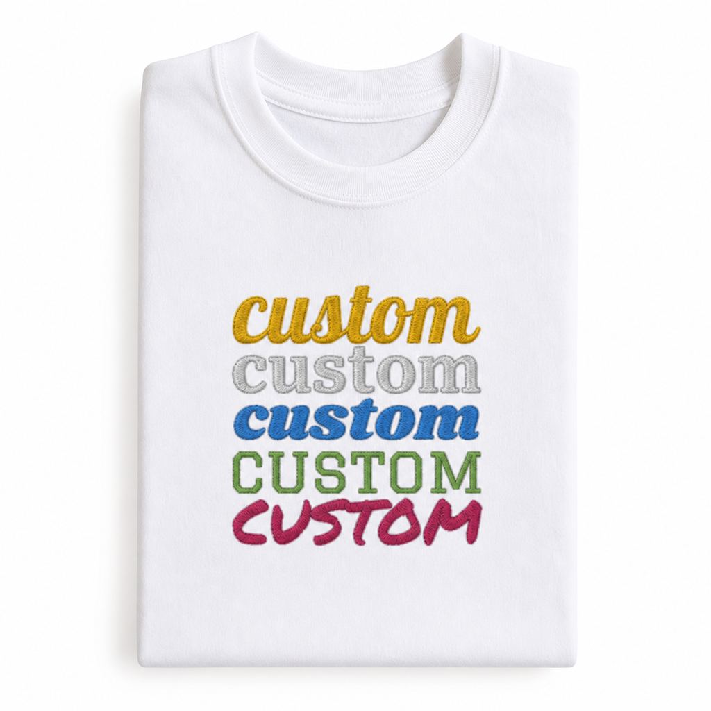 Custom Embroidered T-Shirt for Men & Women, Premium Cotton Tee, Personalized Cotton Casual T-shirts, Design your Tee, Front & back Embroidery, Regular Fit