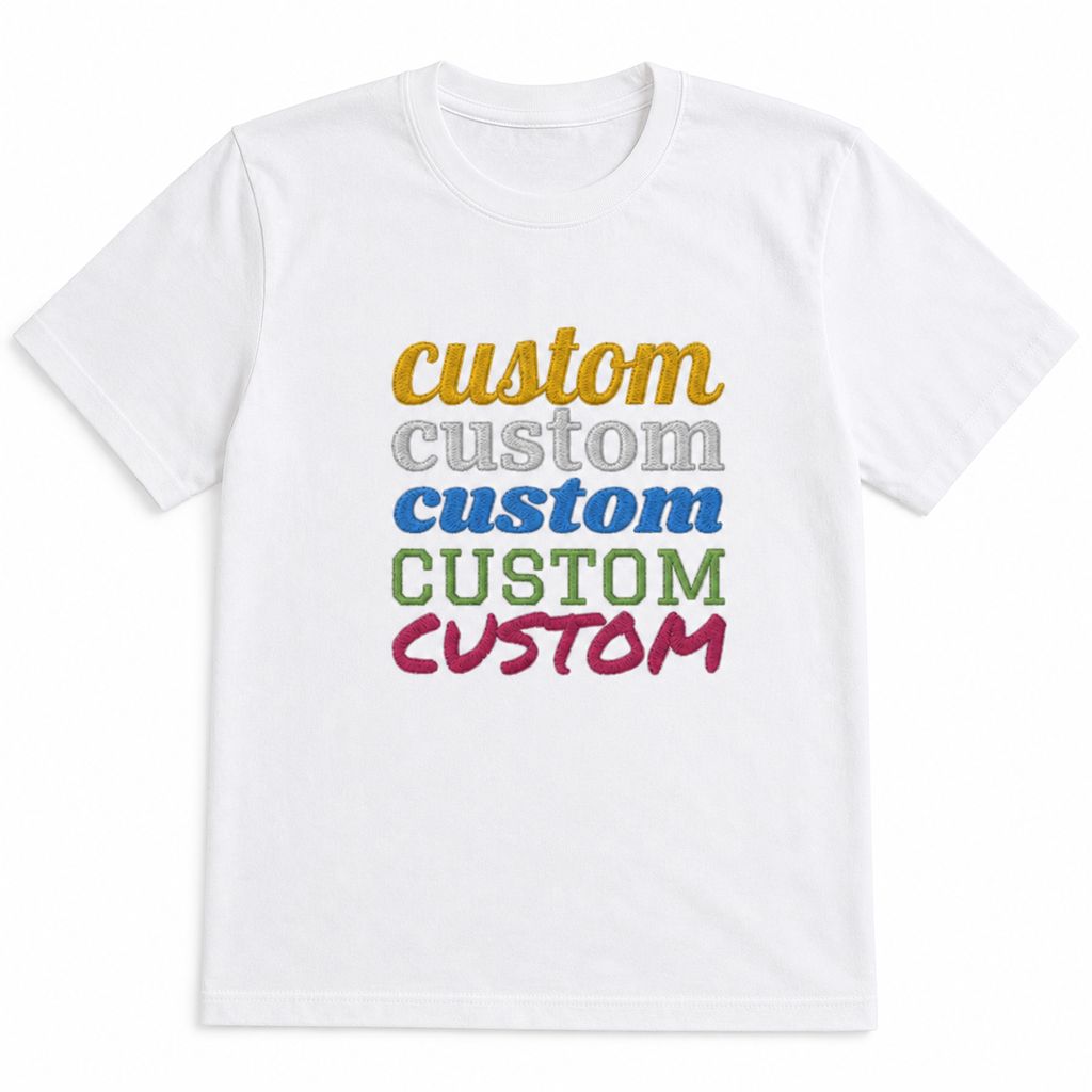 Custom Embroidered T-Shirt for Men & Women, Premium Cotton Tee, Personalized Cotton Casual T-shirts, Design your Tee, Front & back Embroidery, Regular Fit