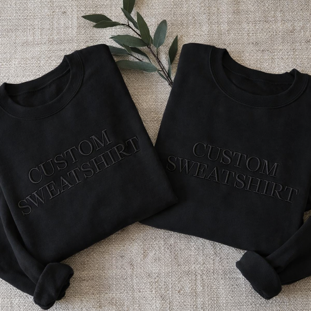 Custom Embroidered Name Sweatshirt for Men & Women – Personalized Black Crewneck Pullover, Custom Text Sweatshirt, Minimalist Couple Gift, Unisex Cozy Fleece Sweatshirt, Design your Pullover