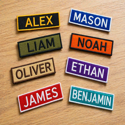 Customized Embroidery Name Patches, Ideal For Tshirts, Cup, Uniform, Jacket, Hat, Multiple Colours, Name Patch, Denim, Backpacks