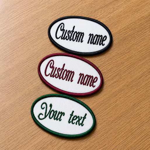 Personalized Embroidered Name Patch, Custom Oval Name Tag Patch for Uniforms, Jackets, Bags, Iron-On / Sew-On/ Velcro Badge, Design Your Own Name Tag