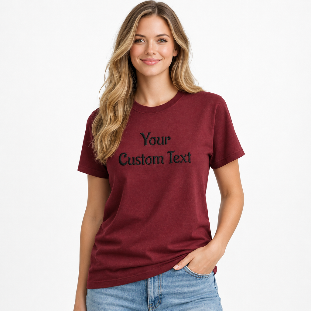 Customized Embroidery T-Shirts for Men & Women, Choose Phrase, Font and Embroidery Color for Any Occasion, 100% Pure Cotton Regular Fit, Custom Name Embroidered Tee, Personalized Gift Apparel