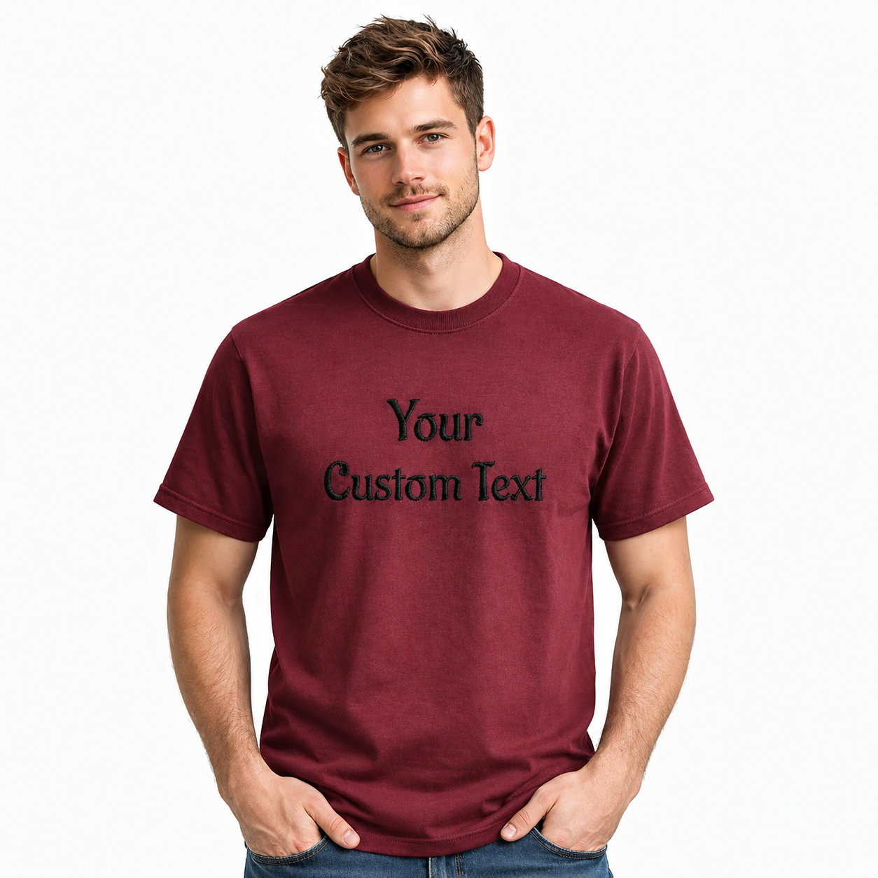 Customized Embroidery T-Shirts for Men & Women, Choose Phrase, Font and Embroidery Color for Any Occasion, 100% Pure Cotton Regular Fit, Custom Name Embroidered Tee, Personalized Gift Apparel