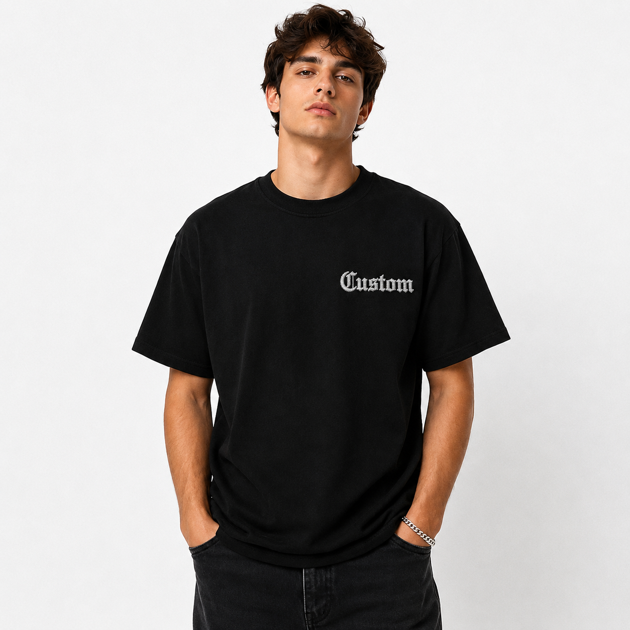 Customized Embroidery T-shirts, Custom Name Embroidery Tee for Men & Women, 100% Pure Cotton, Random Texts & Phrases, Regular Fit, Gift for Couples, Friends & Family, Short Sleeve T-Shirts