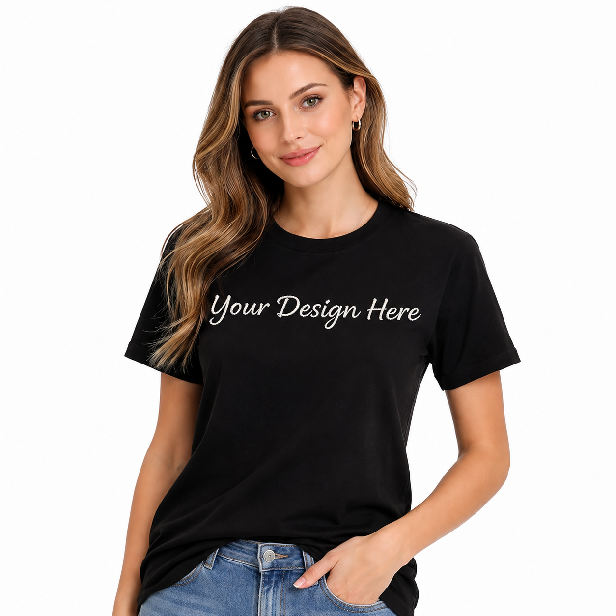 Personalized Name/Text Embroidered T-Shirt for Men & Women, Pure Cotton, Custom Unisex Crew Neck T-Shirts, Casual Wear & Regular Fit, Design Your Tee, Different Placement for Text, Gift Apparel