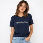 Custom Embroidered Text T-Shirt, Personalized Thread Embroidery Tee, Minimalist Custom Name T-shirts, Design Your Apparel, Company Branding, Pure Cotton, Regular Fit