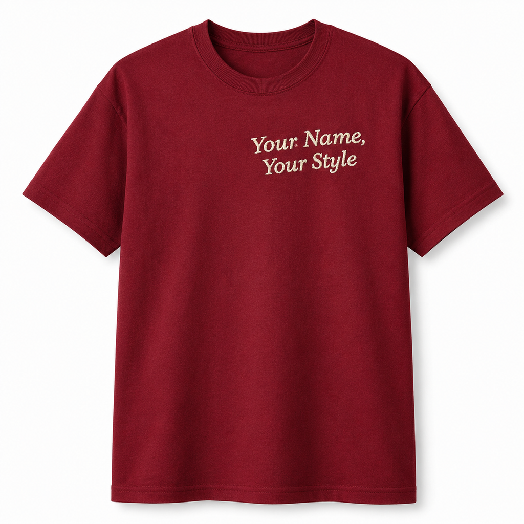 Customized Embroidered T-Shirt, Personalized Tee, Choose Phrase, Font and Thread Color for Any Occasion, Add Your Custom Text Name, Pure Cotton, Design Your Tee, Unique Gift, Chest Embroidery
