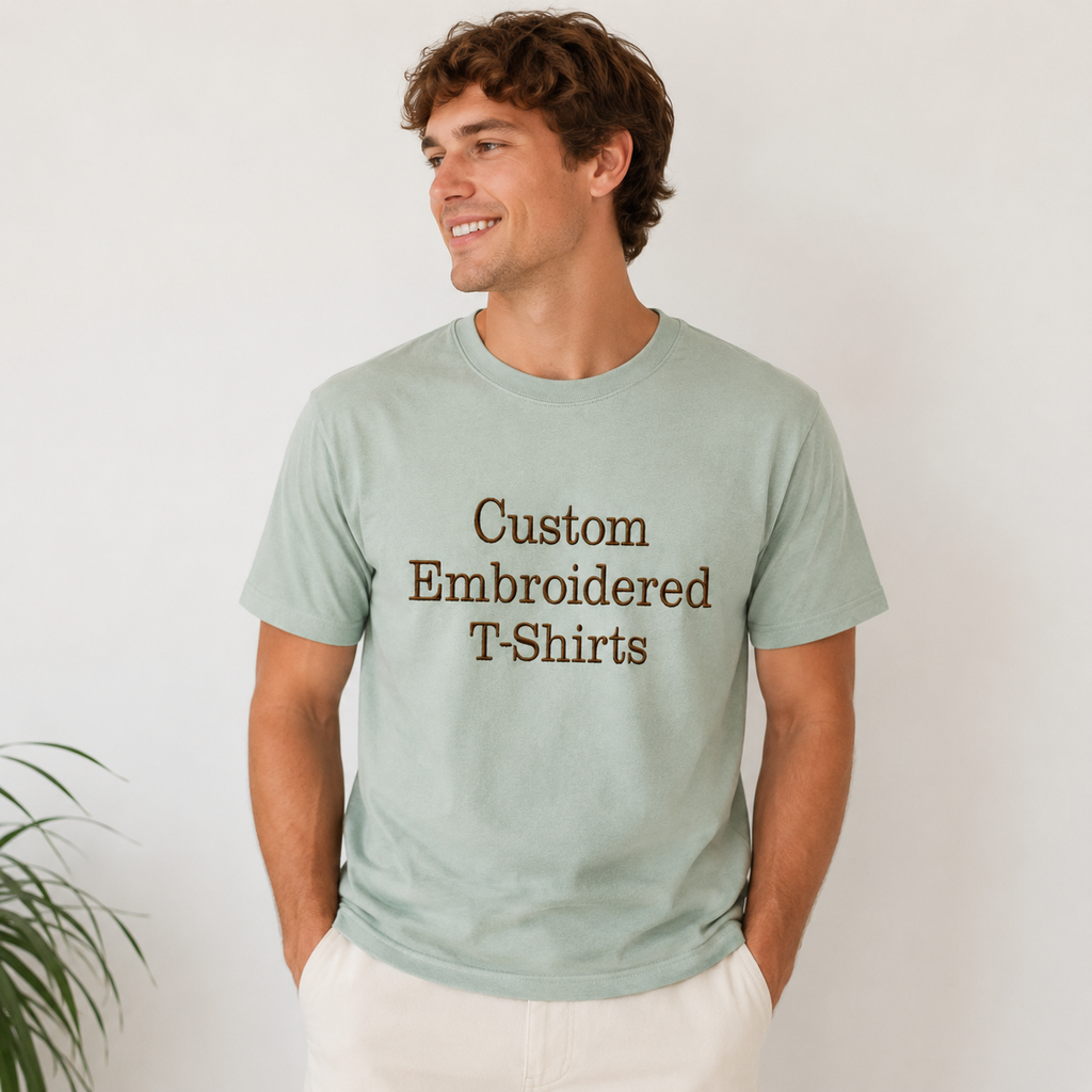 Custom Embroidered T-Shirt, Personalized Embroidery Tee, Unisex Cotton Shirt, Design your T-shirts, Regular Fit, Different Threads Color, Multiple Color Options