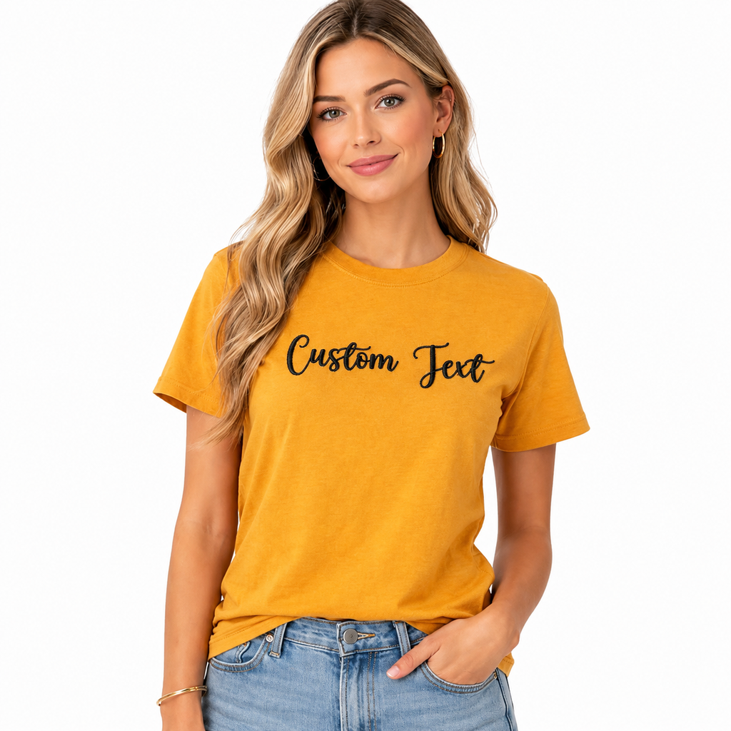 Customized Embroidery Unisex T-Shirts, Choose Phrase, Quote, Random Text, Font and Embroidery Thread Color for Any Occasion, Different Color Options, Pure Cotton Regular Fit, Gift Apparel, Make Your Own Tee