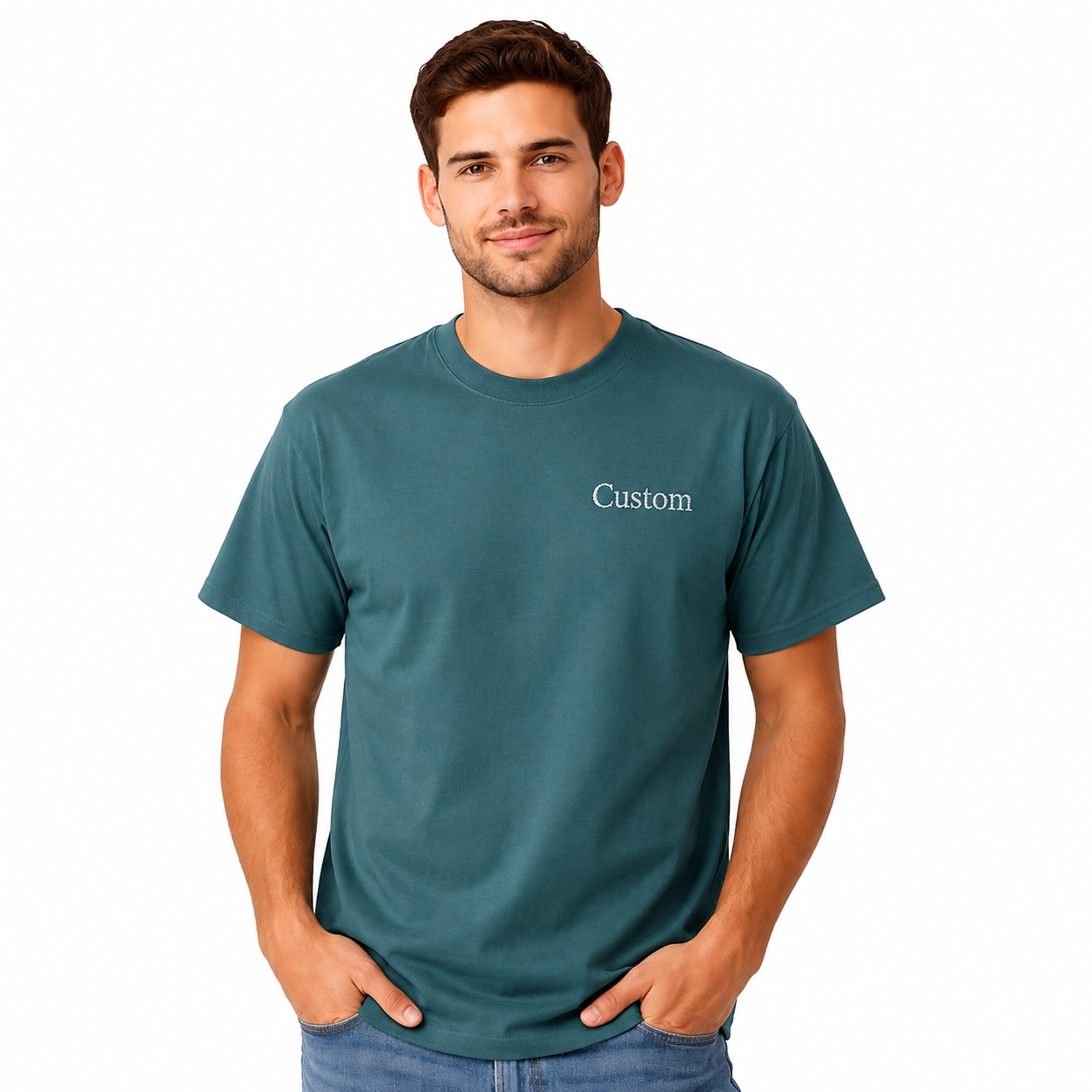 Customized Embroidery Unisex T-shirts, Custom Name / Text Embroidery Tee for Men & Women, Cotton Round Neck Custom Embroidery T-Shirt, Unique Gift, 100% Pure Cotton, Random Texts & Phrases, Regular Fit, Design Your Tee