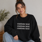 Custom Embroidered Black Sweatshirt, Personalized Text Crewneck with Visible Thread Texture, Front & Back Embroidery Design, Different Font With the Different Thread Colors