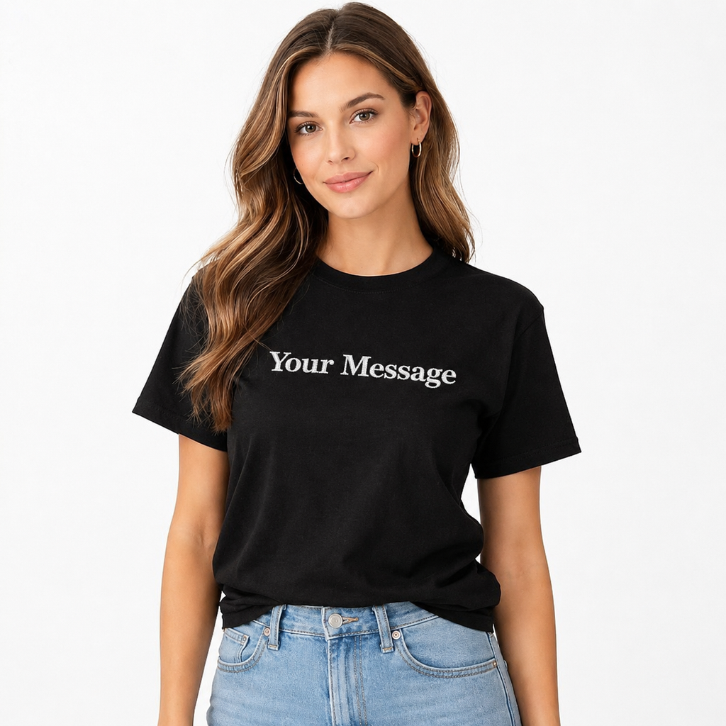 Custom Embroidered Unisex T-Shirt – Personalized Text Cotton Tee with Premium Thread Design
