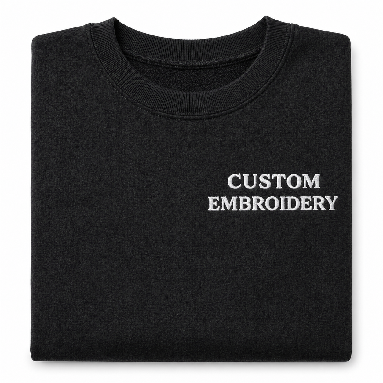 Custom Embroidery Unisex Black Sweatshirts, Pure Cotton Regular Fit, Choose Phrase, Font and Embroidery Thread Color for Any Occasion, Minimal Chest Embroidery, Different Placement of Text, Design Your Text