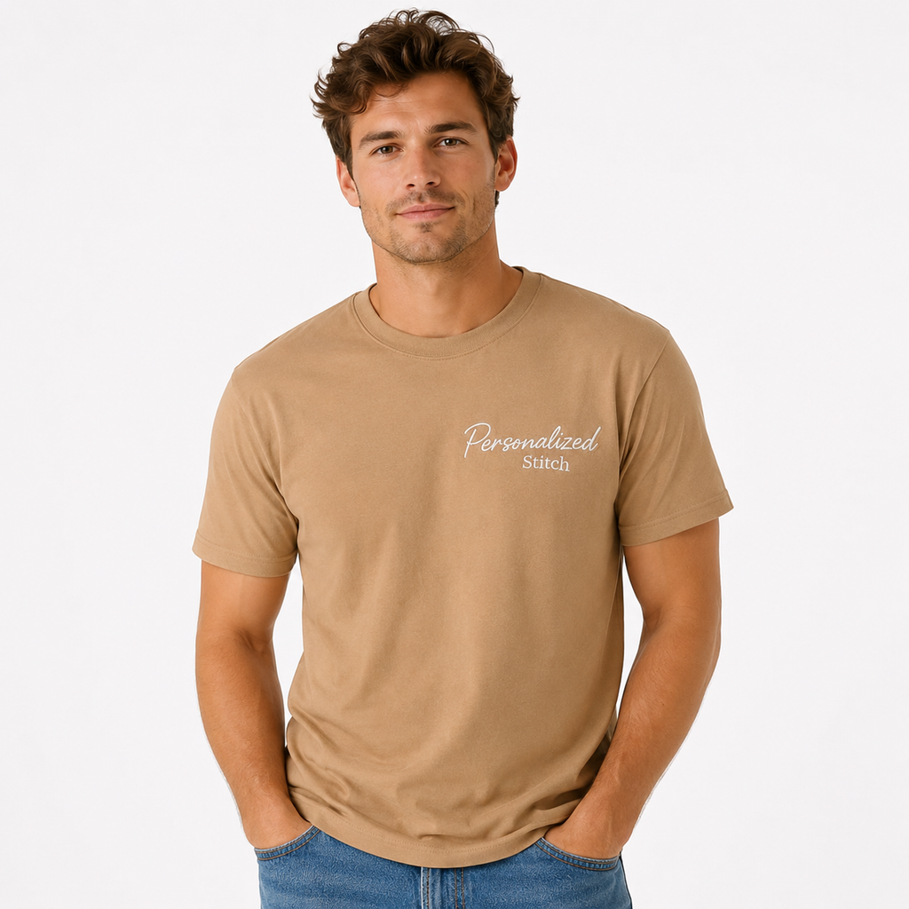 Personalized Embroidered Name T-Shirts for Men & Womens, Minimal Chest Embroidery, Different Placement for Text, Front & Back Embroidery, Unisex Regular Fit