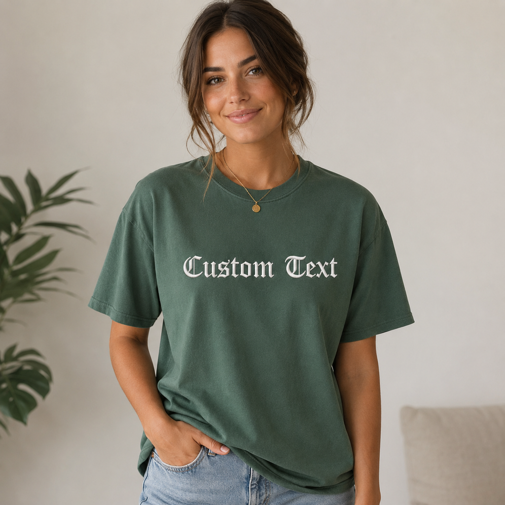 Customized Embroidered Unisex T-Shirt Personalized Name & Text Tee with Premium Visible Thread Embroidery, Front & Back Embroidery Design, Design your Tee, Gift Apparel, 100% Pure Cotton, Regular Fit