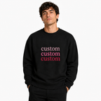 Personalized Unisex Black Embroidered Sweatshirts, Choose Phrase, Font and Embroidery Thread Color for Any Occasion, Minimal Chest Embroidery, Different Placement of Text, Design your Pullover, Fron & Back Text Options