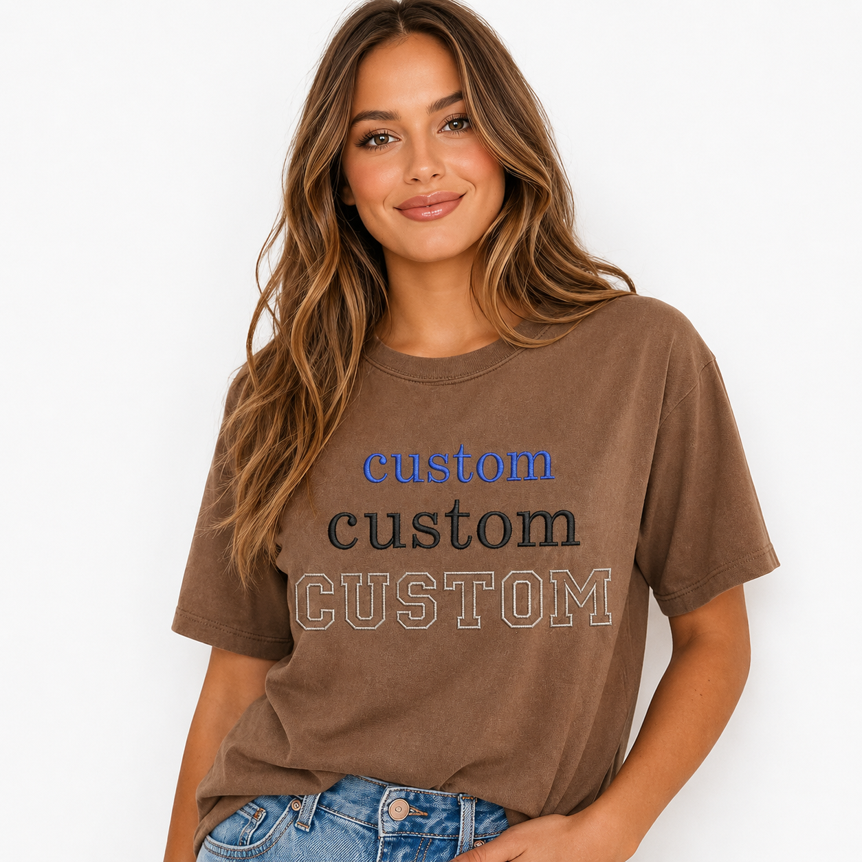 Custom Embroidery T-Shirts for Men & Women, Choose Phrase, Font and Embroidery Color for Any Occasion, Unique Gift, 100% Pure Cotton, Regular Fit, Different Color Options, Minimal Chest Embroidery,